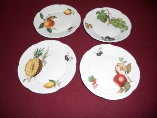 Wonderful Set Of 4 French Porcelain Fruit Plates photo