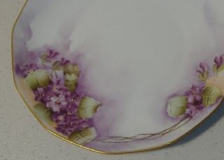 Antique Mz Altrohlau Purple Flower Plate Moritz Zdekauer Cmr Czech Bohemian Gold photo