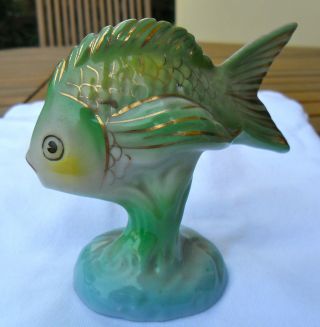 Hollohaza Porcelain Fish - Hand - Painted - Antique - Made In Hungary - 1950 photo