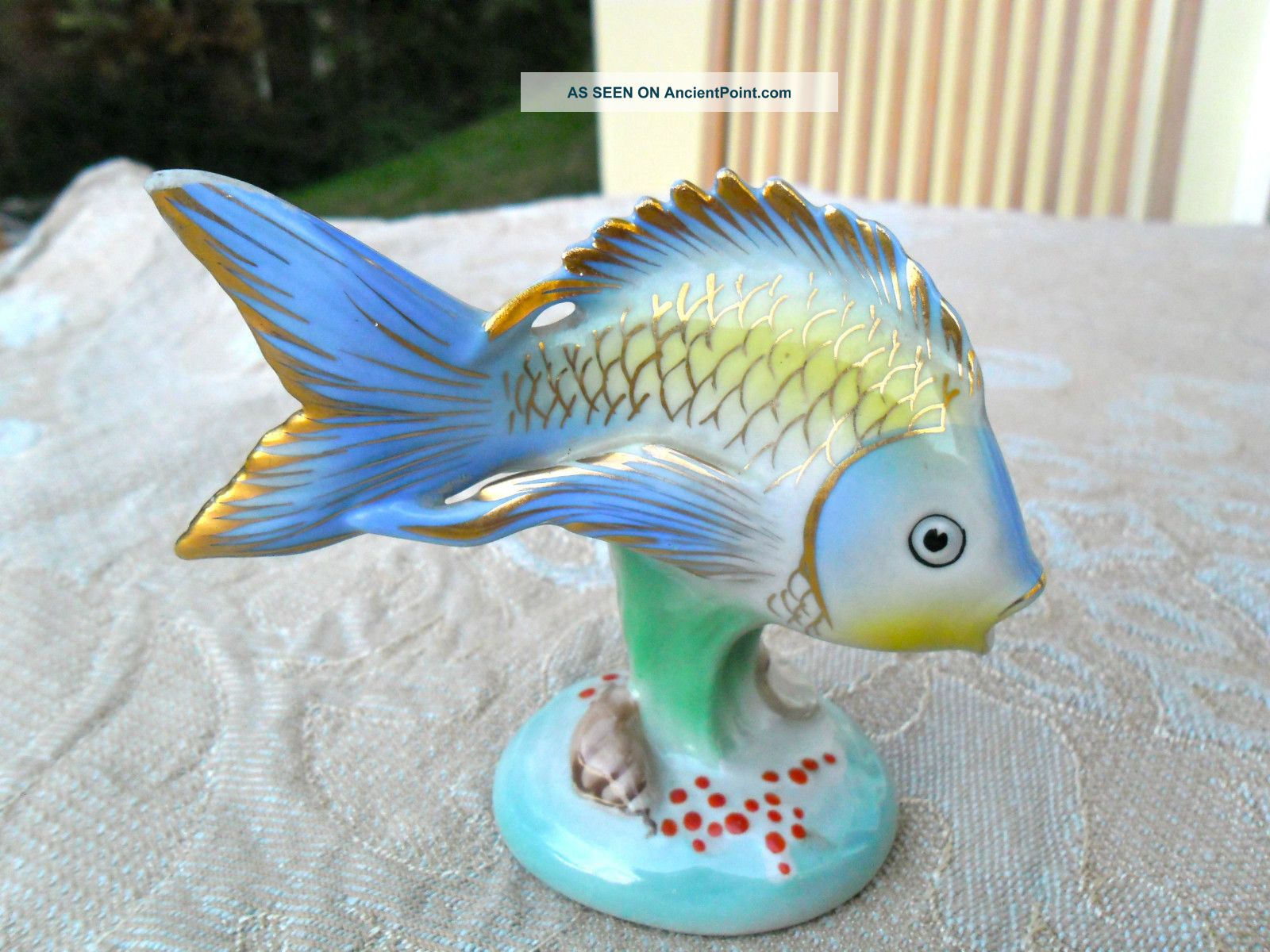 Drasche Porcelain Fisch - Hand - Painted - Made In Hungary - 1950s Figurines photo