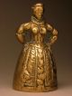 Charming Elizabethan Antique Brass Chatelaine Lady Table Bell With Feet Clapper Metalware photo 1