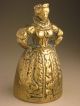 Charming Elizabethan Antique Brass Chatelaine Lady Table Bell With Feet Clapper Metalware photo 3