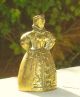 Charming Elizabethan Antique Brass Chatelaine Lady Table Bell With Feet Clapper Metalware photo 4