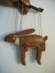 Vintage Primitive Folk Art Carved Wood Jointed Rabbit Puppet. Carved Figures photo 1