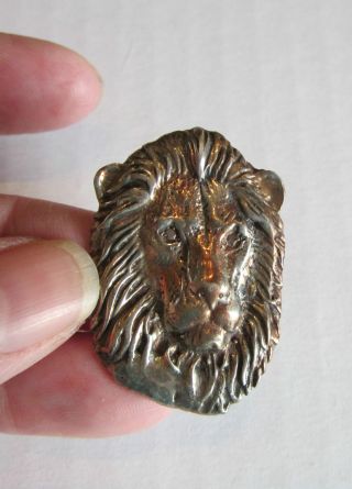 Oddity - Bronze Lion Face Made Into Pin - Excellent Casting photo