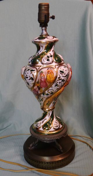 Vintage Capodimonte 6106 Table Lamp Hand Painted Italy Works Well Ec photo