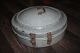 Antique Enamelware Round Bread Box Bin Grey Speckle - Ware Graniteware 1920 ' S Metalware photo 1
