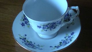 Queen Anne England Violets Cup And Saucer photo