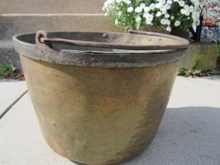 Early 19th Century Hand Hammered Brass Kettle W/ Iron Band - photo