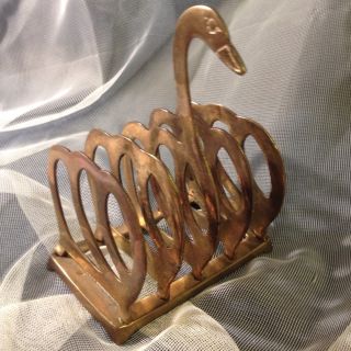 Vintage Solid Brass Swan Letter Holder / Mail Organizer photo