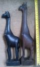 2 Hand Carved Wood Giraffes From 1960s Africa Carved Figures photo 1