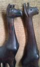 2 Hand Carved Wood Giraffes From 1960s Africa Carved Figures photo 4