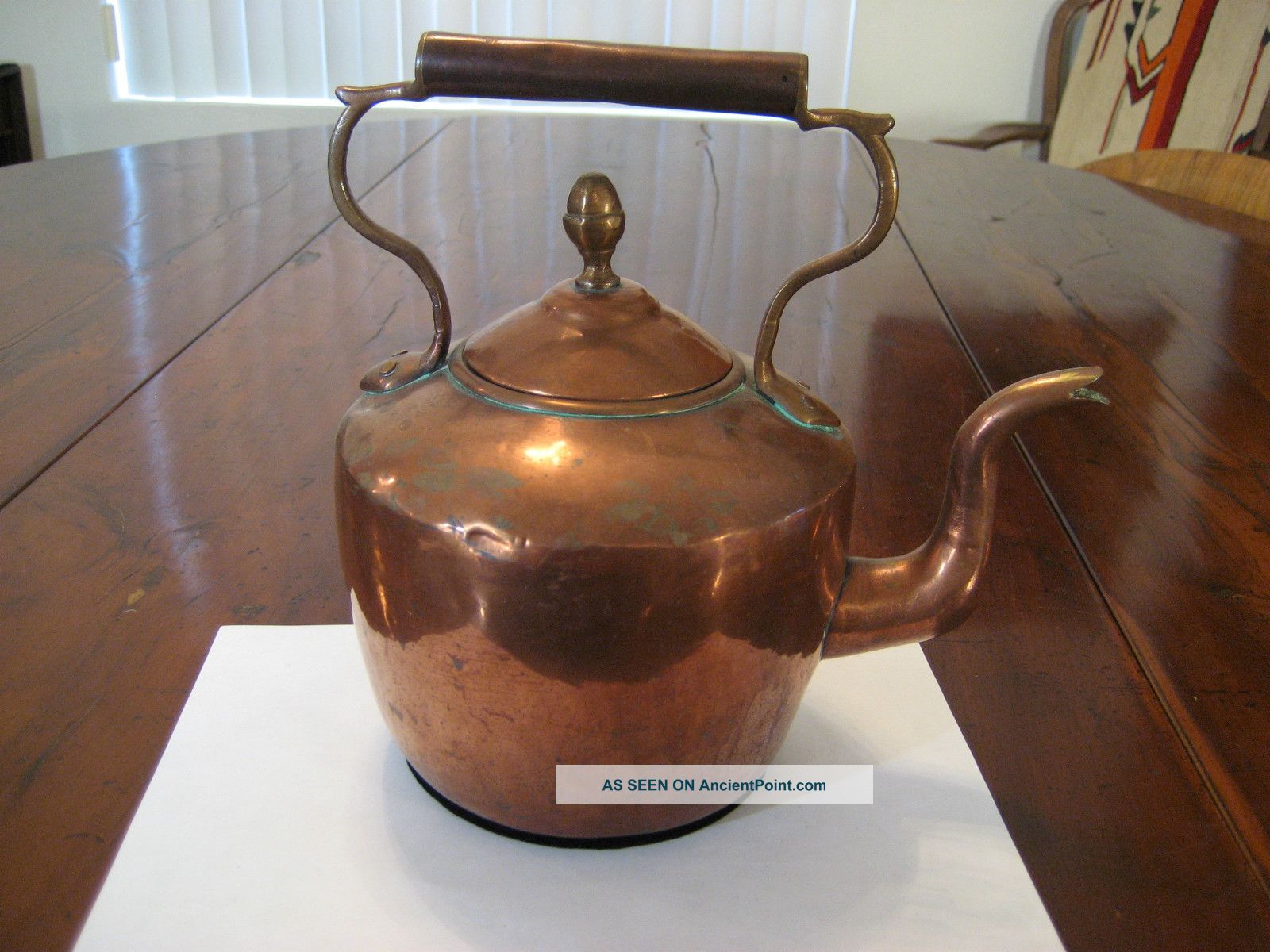 Classic 19thc American Copper Tea Hot Water Kettle Metalware photo