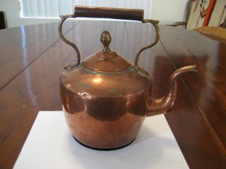 Classic 19thc American Copper Tea Hot Water Kettle photo