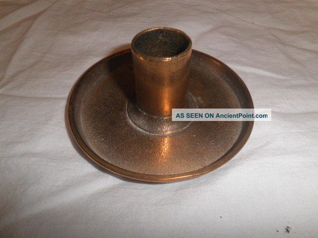 Very Early Round Brass Canldestick Metalware photo