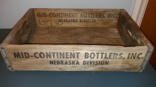 Old Nebraska 1968 Mid Continent Bottlers Wood Wooden Soda Pop Crate Crates Case photo