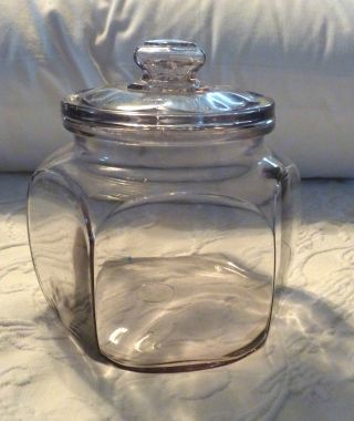 Antique Humidor Or Biscuit 6 Sided Glass Jar Turning Purple photo