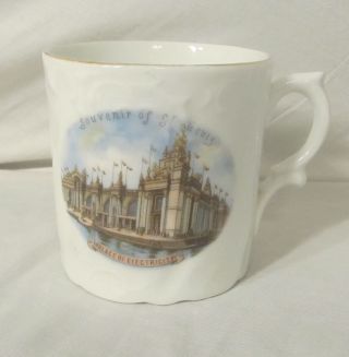 Souvenir Of St Louis Palace Of Electricity Antique German Porcelain Mug photo
