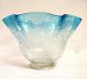 Antique Victorian Clear To Blue & Acid Etched Oil Lamp Shade Other photo 1