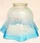 Antique Victorian Clear To Blue & Acid Etched Oil Lamp Shade Other photo 5