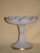 19th Century French Opaline Glass Fruit Compote,  White W/ Gold Decoration Compotes photo 11