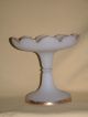 19th Century French Opaline Glass Fruit Compote,  White W/ Gold Decoration Compotes photo 4