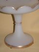 19th Century French Opaline Glass Fruit Compote,  White W/ Gold Decoration Compotes photo 6