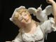 Antique Woman W/ White Cockatiel 16 