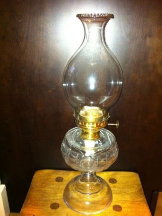 Antique Glass Hurricane Oil Table Lamp photo