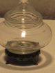 Antique Glass And Brass Footed Candy Dish With Cover Unique Old Other photo 5