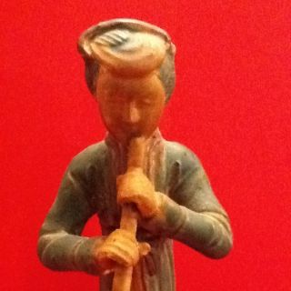 1800 Antique Asian Statue Hand Made Lady Playing Flute Must See photo