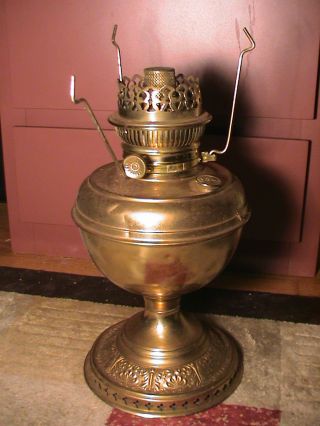 Antique Bradley Hubbard B & H Oil Kero Golden Brass Lamp photo