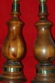 Antique Pair Wooden Lamps Excellent Working Shape Lamps photo 9