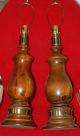 Antique Pair Wooden Lamps Excellent Working Shape Lamps photo 2