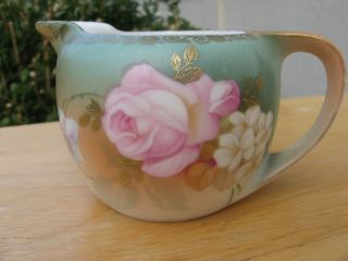 Vintage R.  S Tilllowitz Hand Painted Pastel Roses Creamer Gold Guild Marked Japan photo