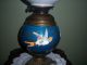 Vintage Antique Two Burner Oil Lamp R.  Hollings Boston Enamel Bird Bronze Guild Lamps photo 7