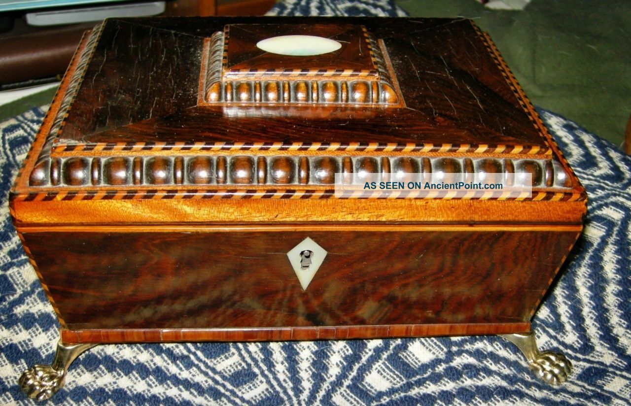 Regency Mahogany Sewing Box.  Fitted Interior And Mirror C.  1810 - 20 Boxes photo
