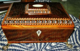 Regency Mahogany Sewing Box.  Fitted Interior And Mirror C.  1810 - 20 photo