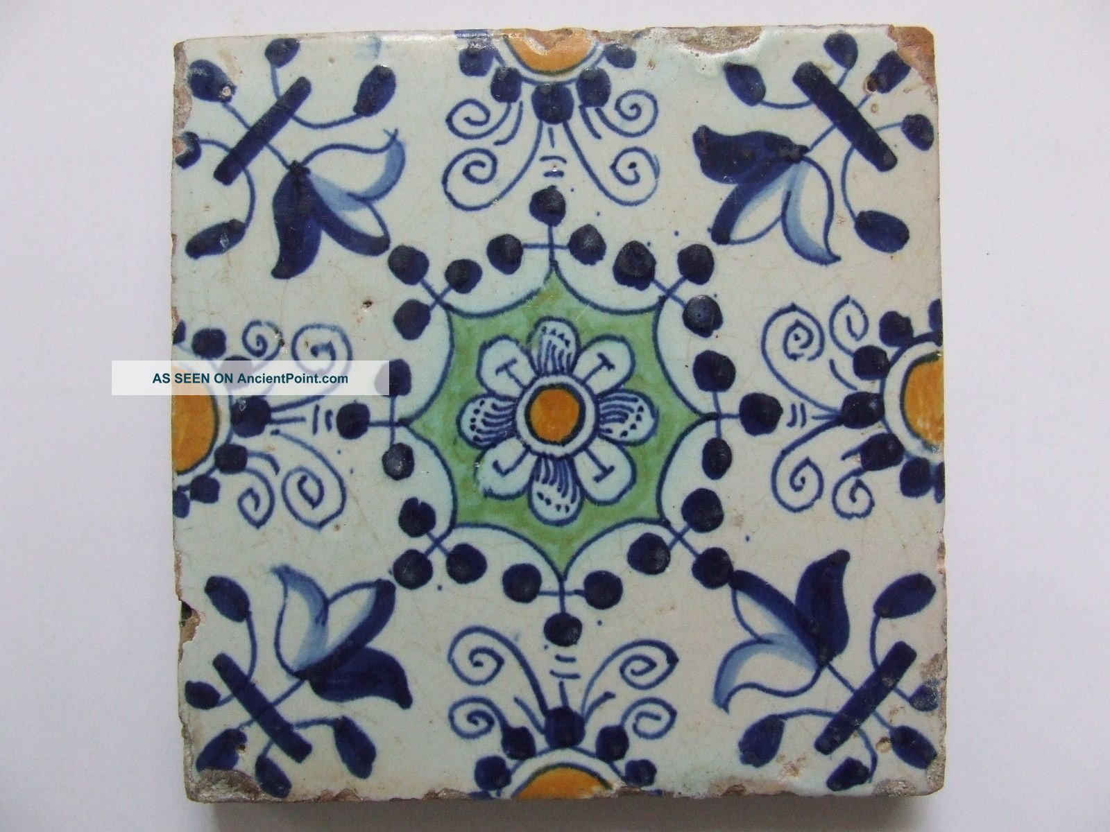 An Extremely Rare Delft Ornament Tile - - Called Haarlemmer +++++ Tiles photo