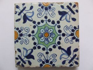 An Extremely Rare Delft Ornament Tile - - Called Haarlemmer +++++ photo