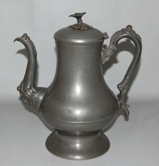 19th C Antique American Pewter Teapot H B Ward & Co photo