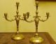 French Antique Pair Of Gilt Bronze Candelabras 3 Arms Metalware photo 1