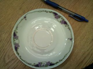 Antique Saucer - Three Crowns China - Purple Flowers,  Green Accent,  Gold Trim photo