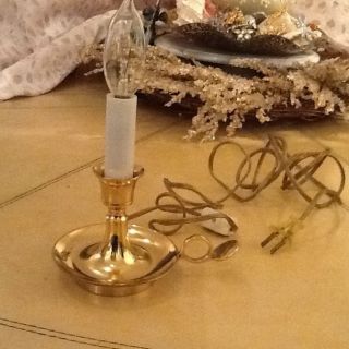 Vintage Brass Charming Candlestick Lamp Windowsill Lite Or Babyroom photo