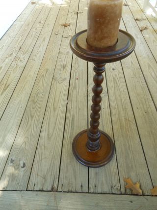 Vintage Solid Oak Bobbin Style Smoke Candle Stand From England photo