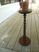 Vintage Solid Oak Bobbin Style Smoke Candle Stand From England Other photo 2
