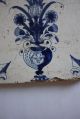 Two Very Rare Delft Tiles With An Image Of A Flowerpot With A Mask Mid 17th Cent Tiles photo 1
