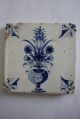 Two Very Rare Delft Tiles With An Image Of A Flowerpot With A Mask Mid 17th Cent Tiles photo 2