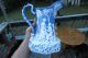 Antique Porcelain Pitcher,  Raised Design Couples In Courtyard Pitchers photo 1
