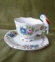 Antique Mini Cup/saucer Set Parrot Handle Hand Painted Vintage Porcelain Cups & Saucers photo 1